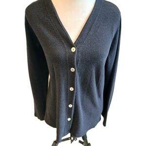 Cut Loose Black Cotton Rayon Button Cardigan Textured Large